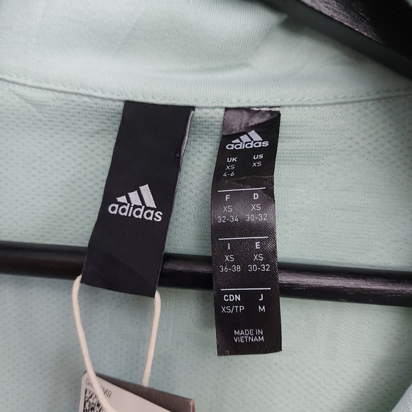 adidas Women's Aeroready Logo Jacquard Half-Zip Sweatshirt green tint in color - Picture 13 of 16